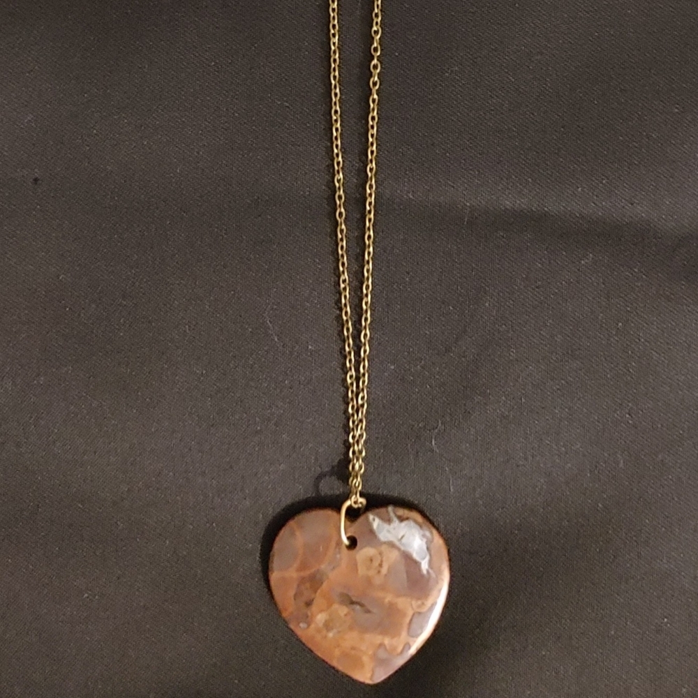 Necklace Jasper heart brown